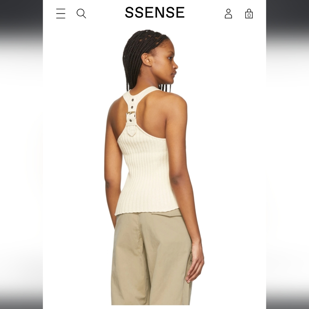 Dion Lee Women's White Cotton Rib Buckle Tank